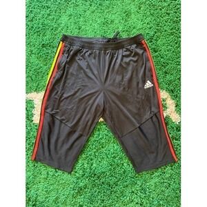 Adidas Mens 2XL Aeroready 3/4 Soccer Training Pants Black Multi-Color Stripes